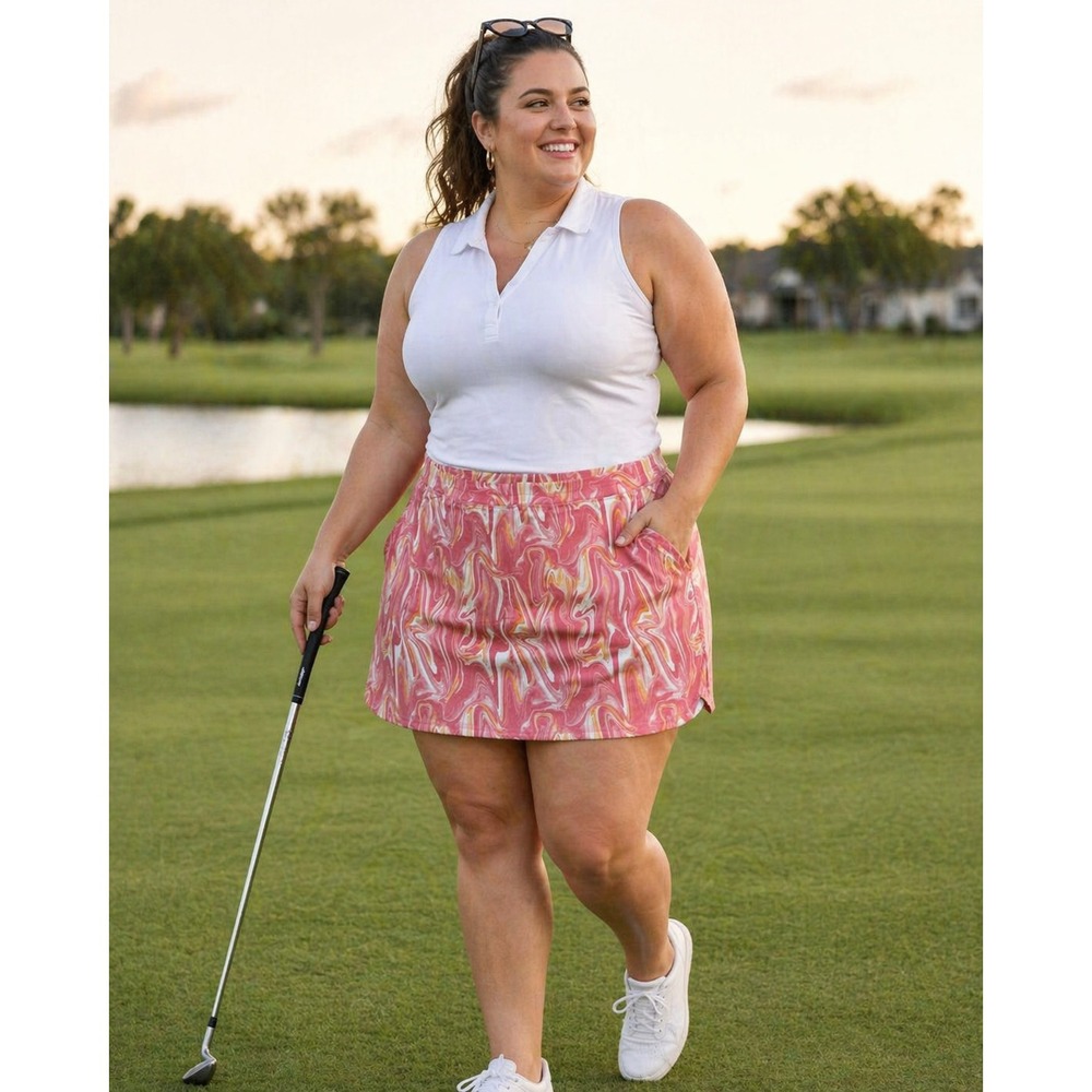 NWT CJ Banks Pull On Skort Skirt + Shorts Orange Golf Athleisure Plus Size 3X - Picture 12 of 12